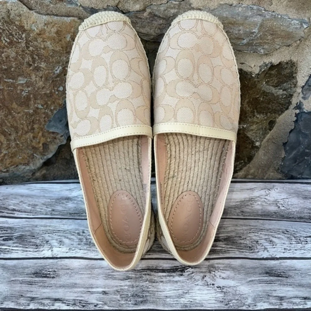 Coach Casey Espadrille beige ivory slide size 9